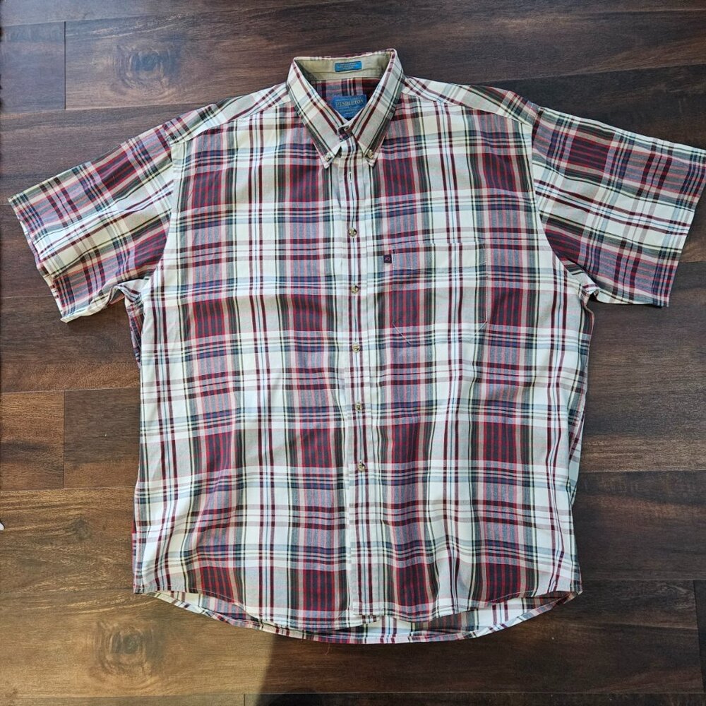 Pendleton Shirt Mens XL Plaid Pocket 100% Cotton Casual Outdoor